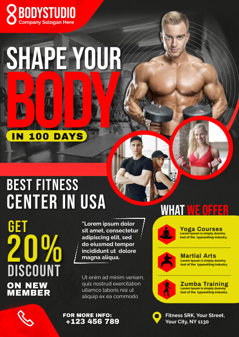 Fitness | Gym | Sports Center Advert A6 template